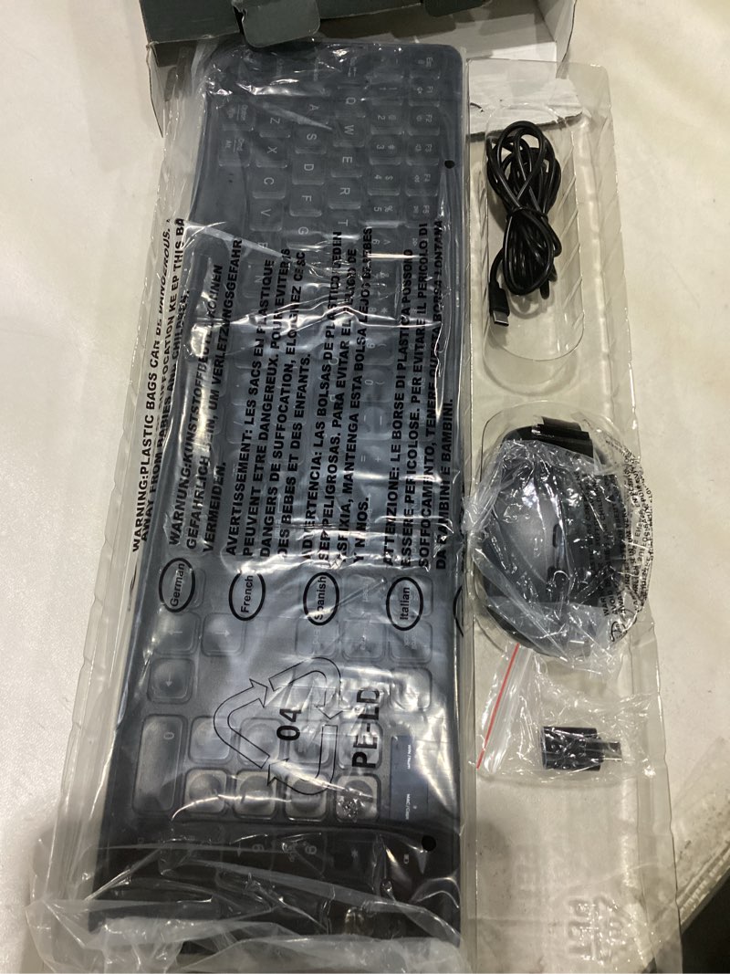 Condition photo showing As Is for Wireless Keyboard and Mouse Combo, RGB Backlit, Rechargeable & Light Up Letters, Full-Size, Soft Typing, Sleep Mode, 2.4GHz Quiet Keyboard Set for Mac, Windows, Laptop, PC, Trueque (Black)