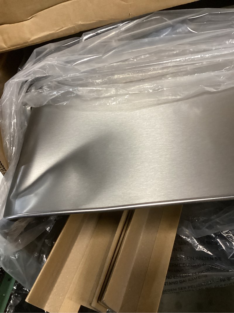 Condition photo showing As Is for EKO Deluxe Mirage-T 50 Liter / 13.2 Gallon Touchless Rectangular Motion Sensor Trash Can, Matte Stainless Steel Finish Deluxe 50 Liter