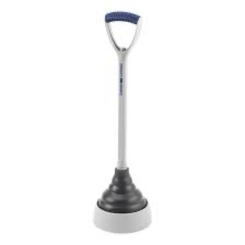 Project Source 6.88 in x 6.88 in x 24.5 in 17,47 cm x 17;47 cm x 62,23 cm Gray Rubber Plunger with Storage Caddy Included in Handle