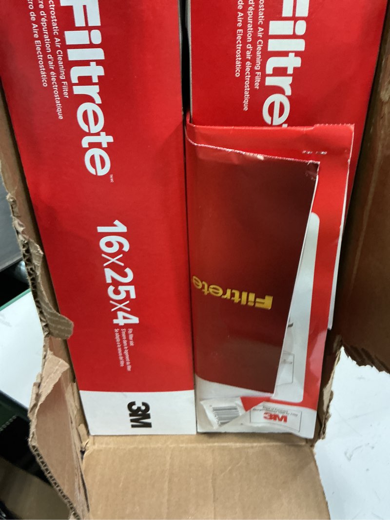 Condition photo showing Good Condition for Filtrete 16x25x4 AC Furnace Air Filter, MPR 1000, MERV 11, Fits Lennox & Honeywell Devices, Allergen Defense, Electrostatic Air Cleaning Filter, 2-Pack (Actual Size 15.88x24.56x4.31 in)
