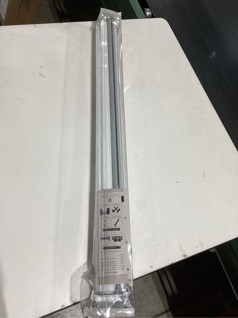Condition photo showing As Is for chrisdowa cordless 100% blackout roller shade, with striped jacquard, thermal insulated, uv protection fabric, total blackout blinds for window, french doors, home and office. white, 30" w x 72" h 30"w x 72"h white