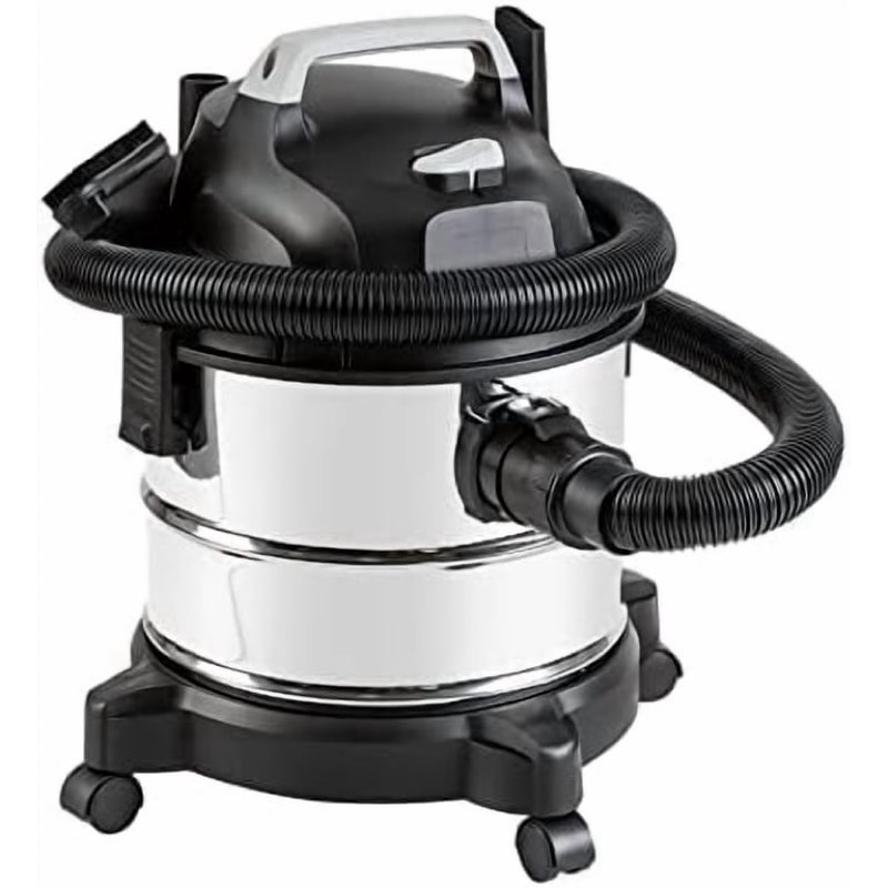basics wet dry shop vacuum cleaner, 4 gallon, 3 hp stainless steel, grey/black