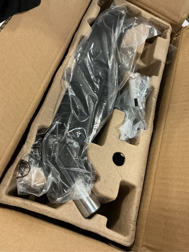 Condition photo showing New/Like New for wall mount monitor arm for 17-49 inch ultrawide monitors, heavy duty single monitor mount holds 44 lbs, fully adjustable gas spring monitor arm wall mount, 75x75/100x100 vesa mount, black