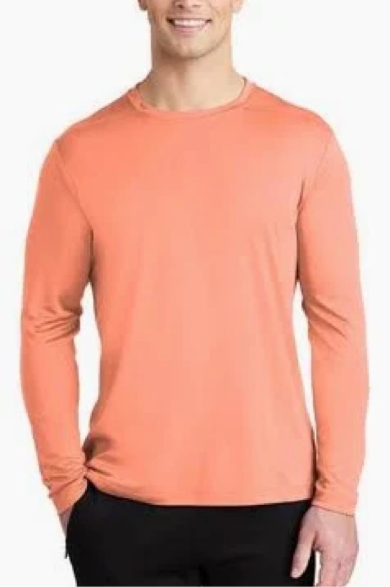 SIZE 2XL Soffe Mens Long-Sleeve Cotton T-Shirt, Coral Heather