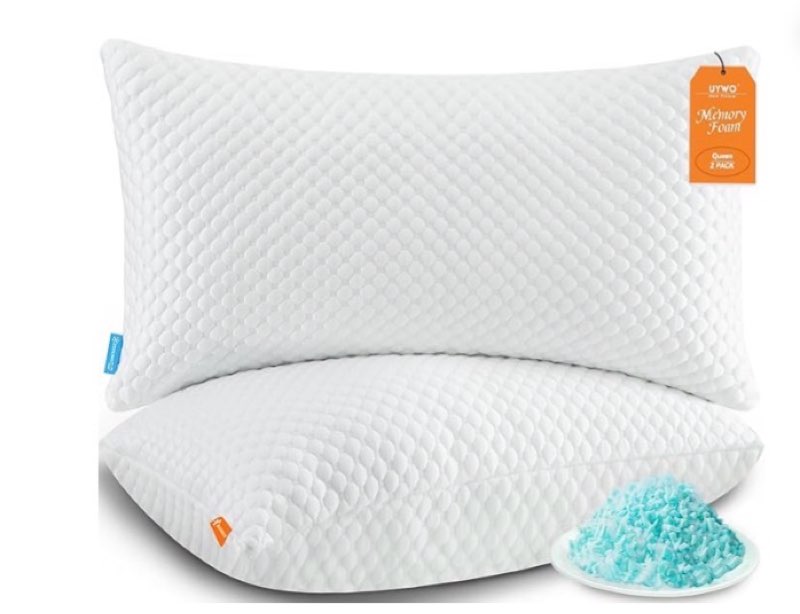 (Similar to stock photo) Cooling Pillows Queen Size Set of 2, Memory Foam Pillows with Zipper, Firm Bed Pillows Adjustable for Hot Side Back Stomach Sleepers