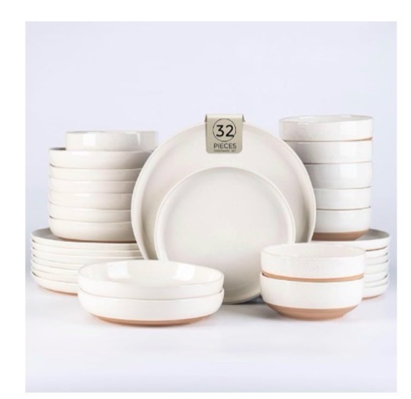 amorarc ceramic dinnerware sets, handpainted plates and bowls set with rustic terracotta underside, 