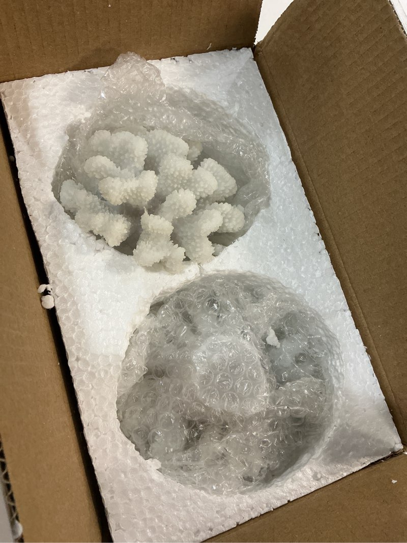 Condition photo showing Good Condition for besimple pack of 2 artificial coral ornament, aquarium resin coral decor underwater sea plants fish tank decoration aquarium plants white