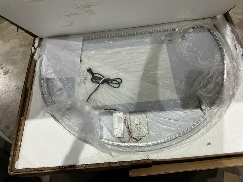 Condition photo showing Good Condition for yudachu 40"×28" led mirror for bathroom, anti fog half moon mirrors for wall-irregular modern vanity mirror-with backlit, 3 colors, stepless dimmable, shatter-proof a-right cut 40"l x 28"w