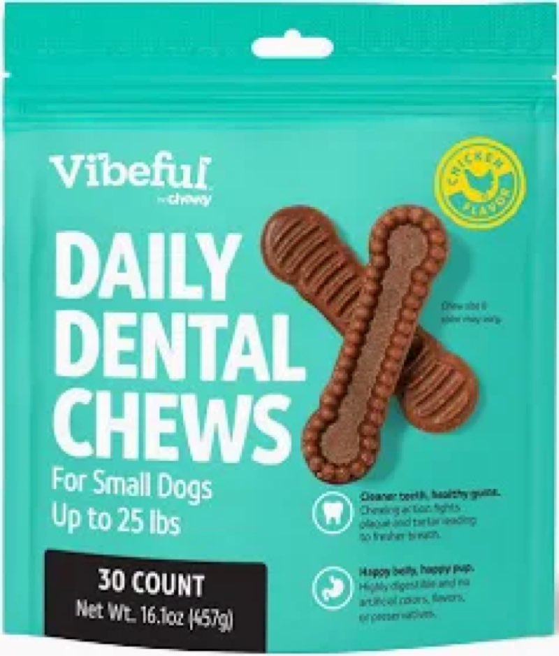 Vibeful Small Daily Dental Chews for Dogs, Cinnamon Flavor, 30 count ( BB MAR 12/2026) 