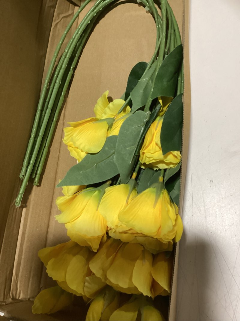 Condition photo showing Good Condition for 6pcs yellow eustoma lisianthus artificial flowers faux silk flowers 26.8" fake yellow flowers for diy wedding bouquet centerpiece table home party decor(yellow)
