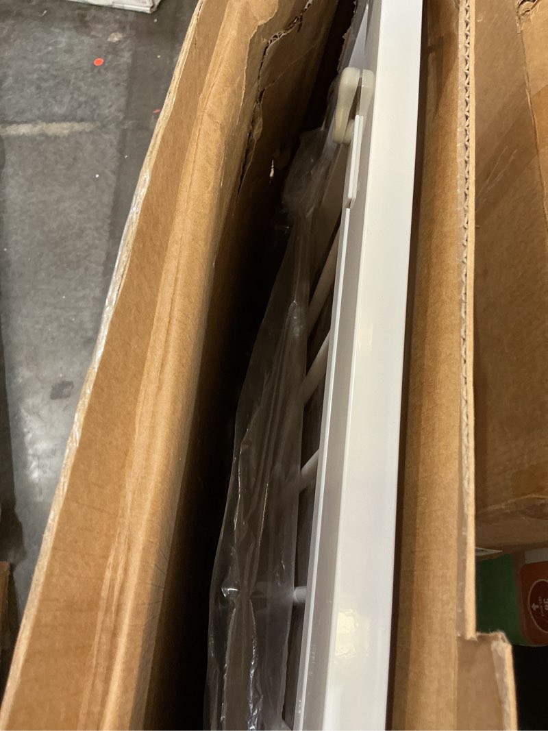 Condition photo showing Good Condition for safety gate for stairs & doorways, auto-close baby gate or dog gate – pressure mount no drilling, 30" tall all metal frame with dual locking system (white, 30" tall 29"-33" wide) white 30"tall 29"-33" wide