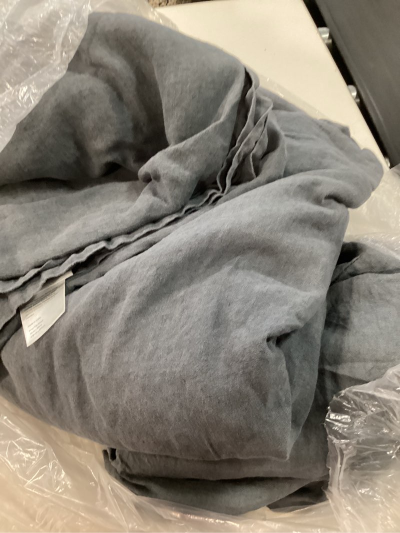 Condition photo showing As Is for european linen sheet set, king, nightfall