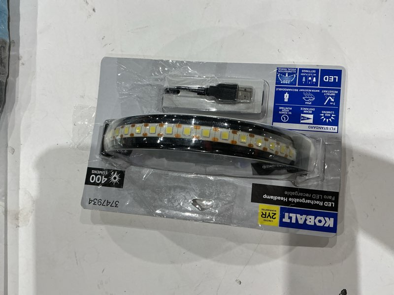Condition photo showing As Is for kobalt 400-lumen led rechargeable headlamp
