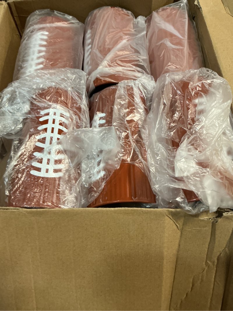 Condition photo showing New/Like New for domensi 24 pcs football table centerpiece football vases decor galvanized metal vases for artificial flowers rugby funny pen holder utensil holder jars for kitchen home rugby party decorations gifts