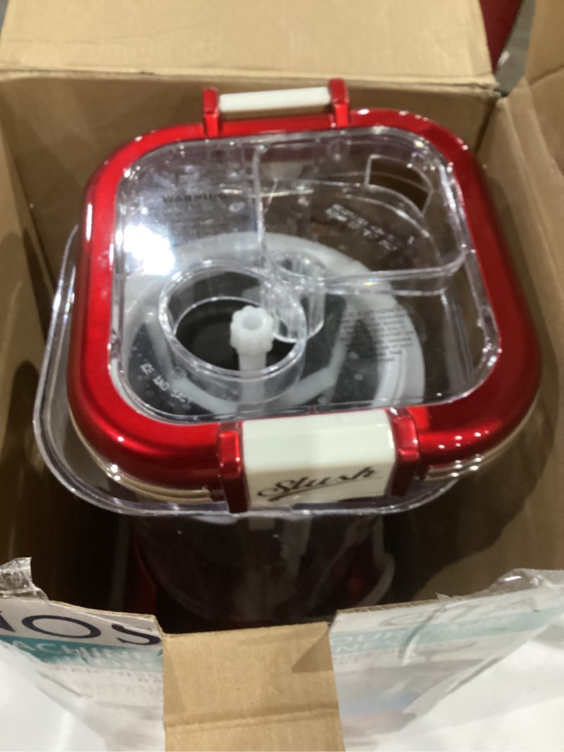 Condition photo showing Good Condition for Nostalgia Frozen Drink Maker and Margarita Machine for Home - 32-Ounce Slushy Maker with Stainless Steel Flow Spout - Easy to Clean and Double Insulated - Retro Red 32 Ounce Metallic Red Frozen Slush