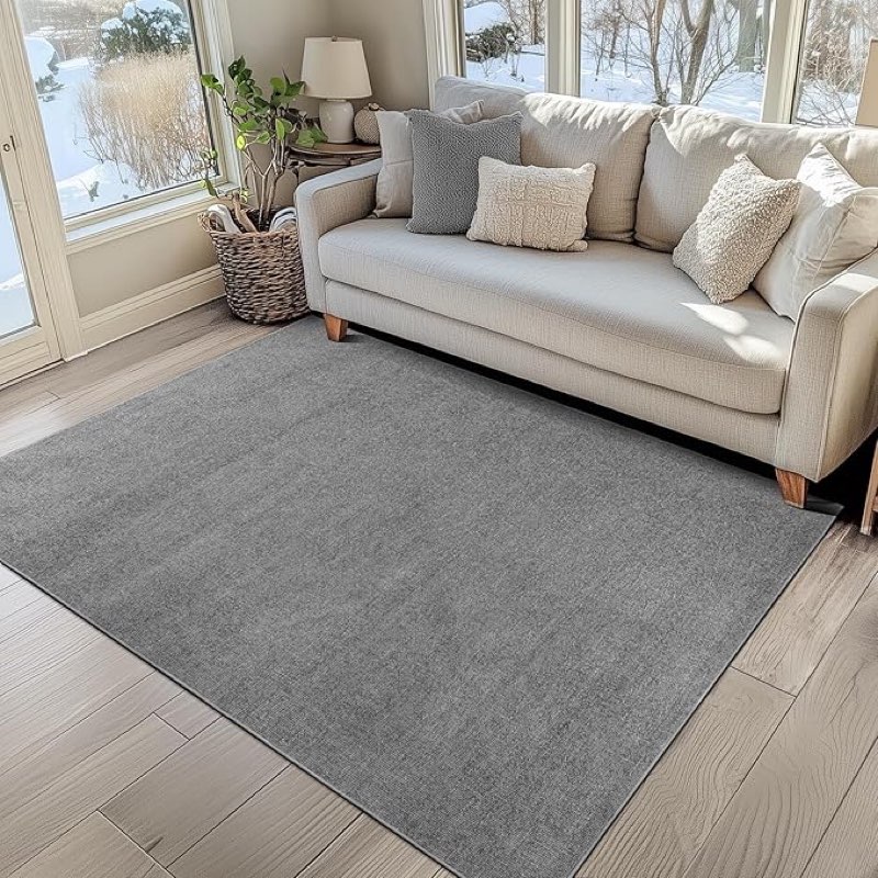jinchan modern area rug 4x6 washable bedroom rug grid indoor floor cover geometric contemporary non slip soft carpet for living room dining room kitchen home office grey