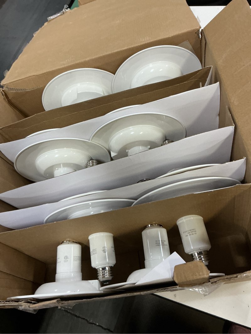 Condition photo showing Good Condition for jolux 12-pack 5/6" led can lights retrofit recessed lighting,12w=60w,3000k warmwhite,800 lumens,dimmable can lights,etl,damp rated,simple installation adjustable retrofit downlight,bevel trim 3000k(warm white) 5/6" 12w_12pack