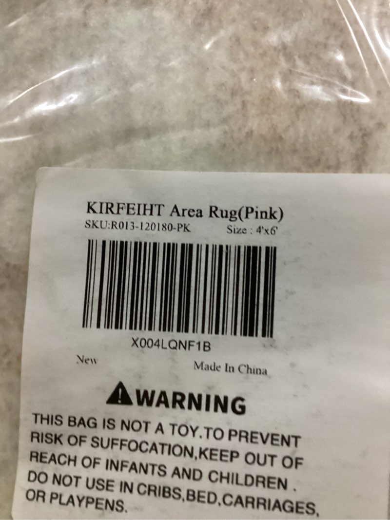 Condition photo showing Good Condition for 9x12 Area Rug, Modern Abstract Non-Slip Washable Carpet for Living, Bedroom & Dining Room, Soft Faux Wool Rugs for Hardwood Floors, Pink Pink 9'x12'