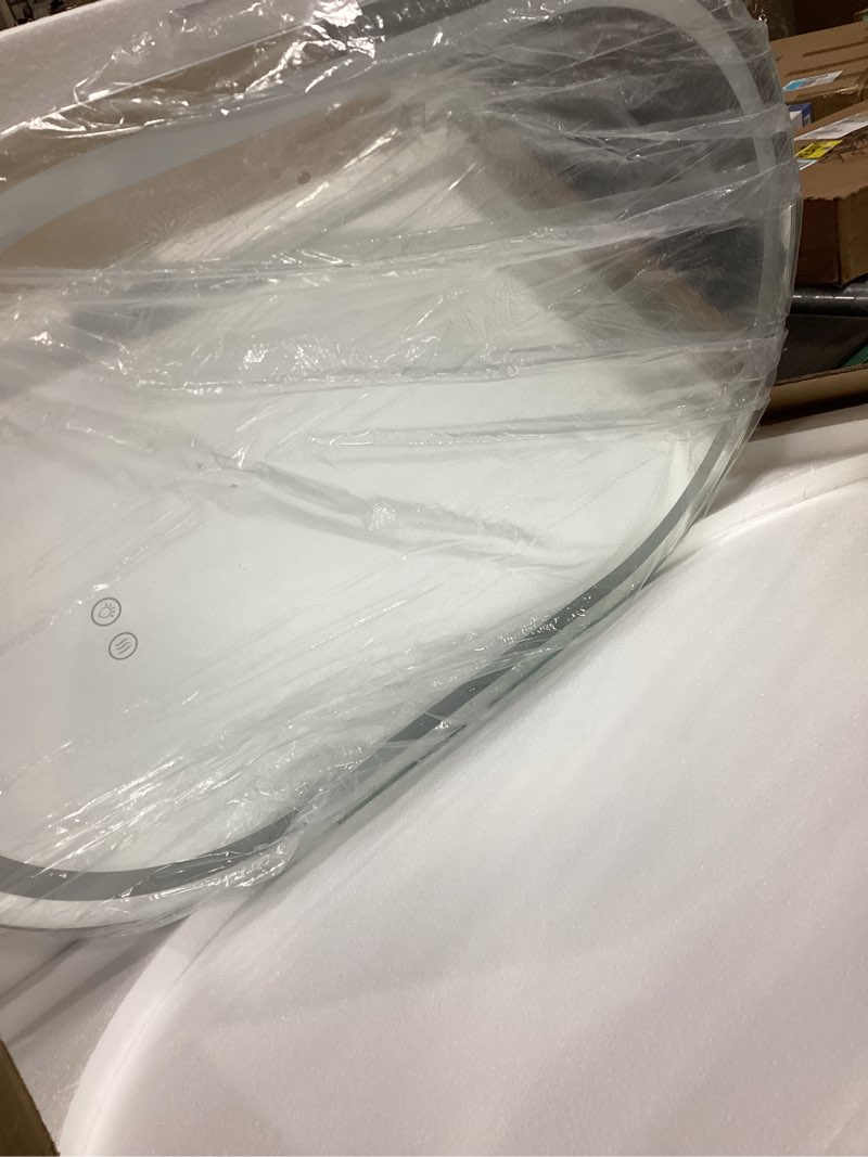 Condition photo showing Good Condition for 36x24 inch Oval LED Bathroom Mirror with Lights, Wall-Mounted Vanity Mirror with 3 Colors, Anti-Fog, Dimmable, Backlit + Front Lit, Memory Function, Waterproof, Shatter-Proof Pill Shape 36"L x 24"W