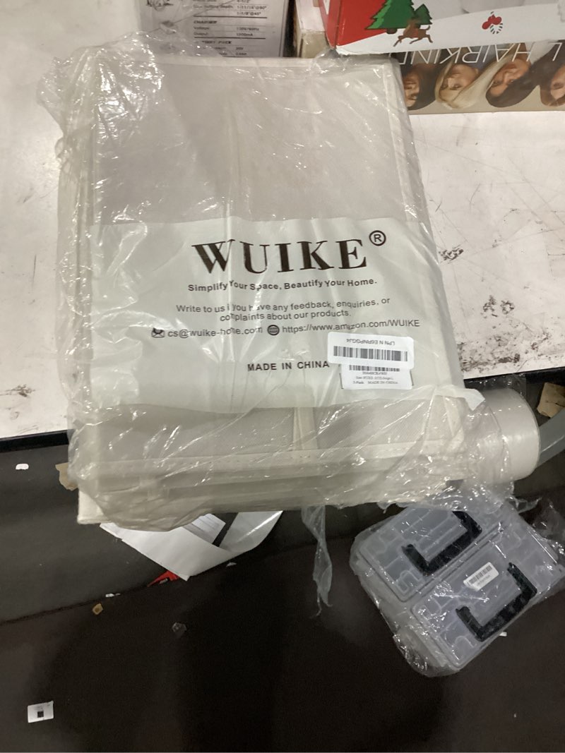Condition photo showing Good Condition for wuike 3 pack large fabric storage baskets with cover for bedroom, closet storage bins with lids for clothes, towel, blanket, purse, hats beige large