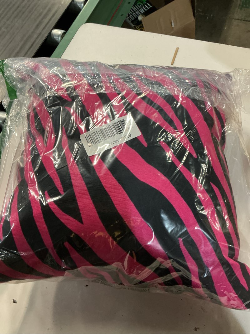 Condition photo showing Good Condition for pink black zebra stripes pattern design women girls throw pillow