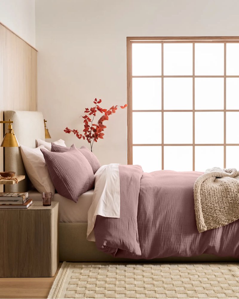 quince, organic cotton gauze duvet cover set 3 pieces fig