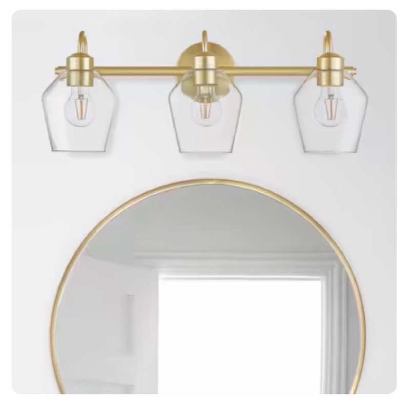  allen + roth merritt 24-in 3 light brushed gold modern/contemporary bathroom vanity light