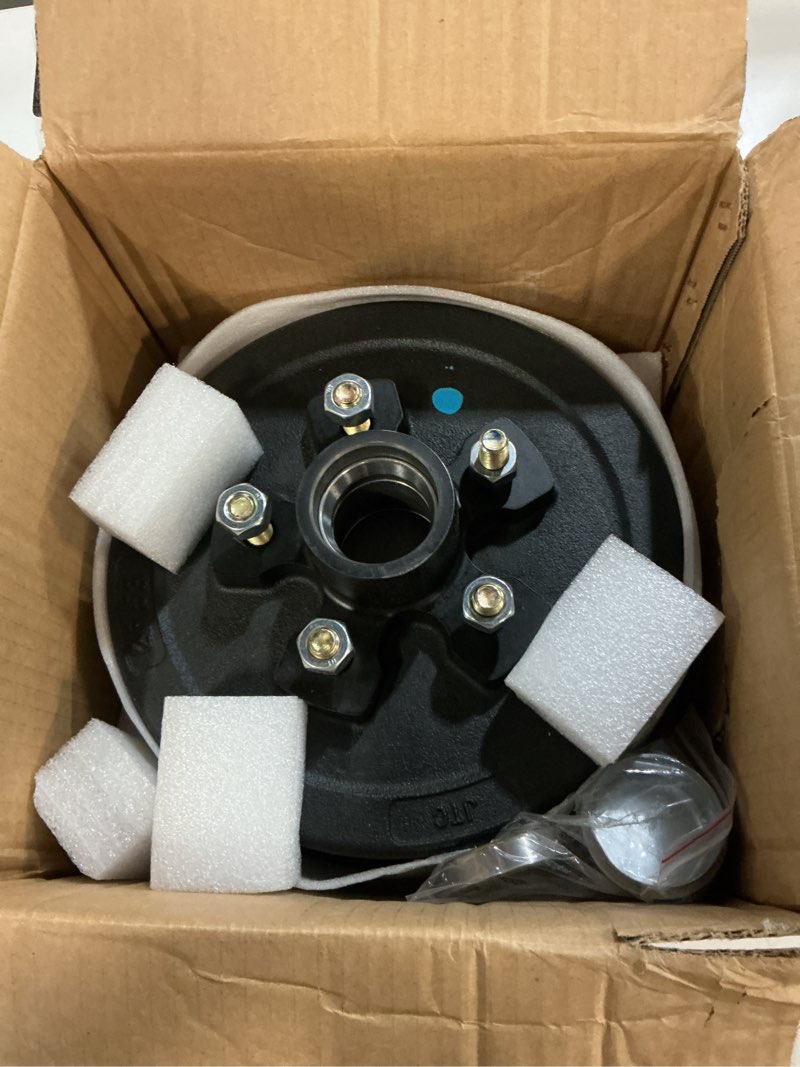 Condition photo showing Good Condition for trailer brake drum kit, 5-hole, 4.5" bolt circle brake drum for 3500 lb axles, replacement brake hub drum assembly for rvs, trailer and semi truck 5-hole*4.5" for 3500lb