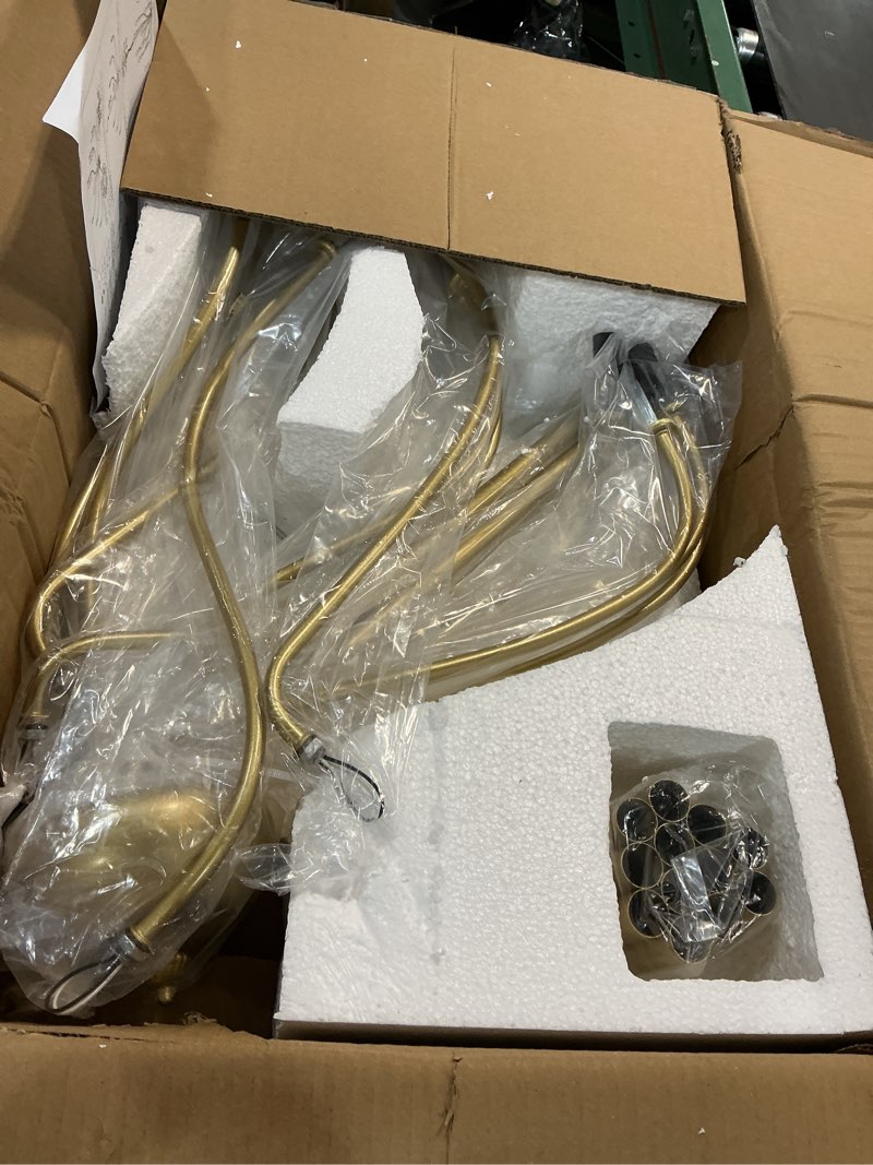 Condition photo showing Good Condition for Modern Gold Chandelier for Dining Room,12-Light Gold Chandeliers,34 Inch Large Industrial Hanging Light Fixture for High Ceilings for Living Room, Kitchen, Entryway,Foyer Gold - 12 Lights