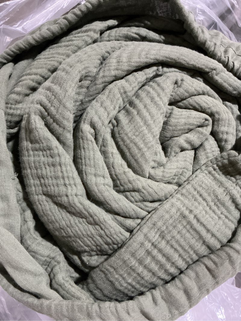 Condition photo showing Good Condition for european linen duvet cover set, king/cal king, dusty olive