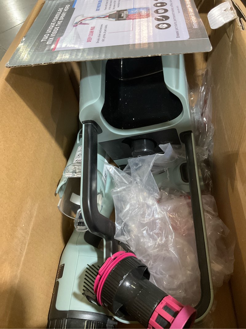 Condition photo showing As Is for shark stainforce cordless portable spot, stain, & odor remover system for carpets, area rugs, upholstery, stairs, with storage caddy, accessories, and full-size cleaning solution, hx101 (new) stainforce cordless stain system