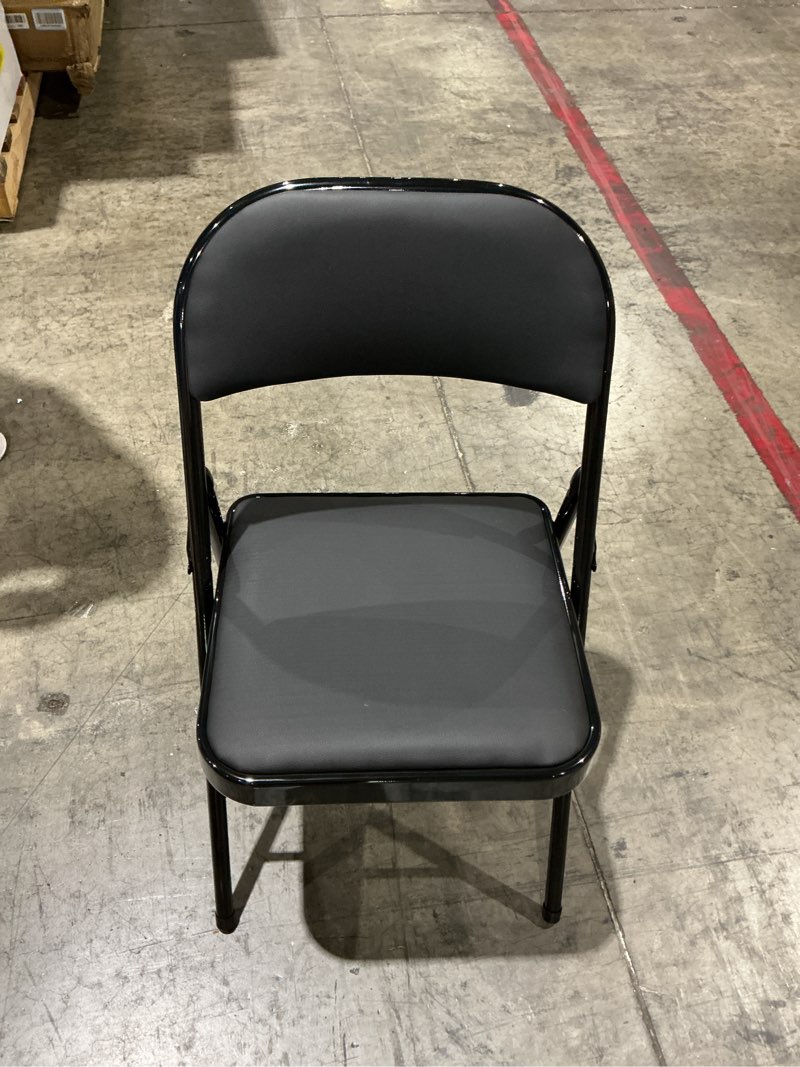 Condition photo showing Good Condition for dumos 2pack leather padded folding chair, indoor outdoor portable stackable commercial seat with steel frame, capacity for home, office, party, comfy, black black 10 pack