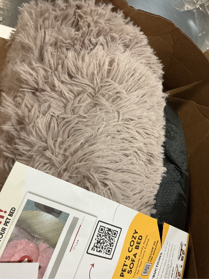 Condition photo showing Good Condition for petjett calming medium dog bed - 30'' round dog beds, anti-slip & washable super soft fluffy plush donut bed, anti-anxiety premium comfort pet bed, fits dogs up to 45 lbs - beige beige medium - 30”l x 30”w x 8”th