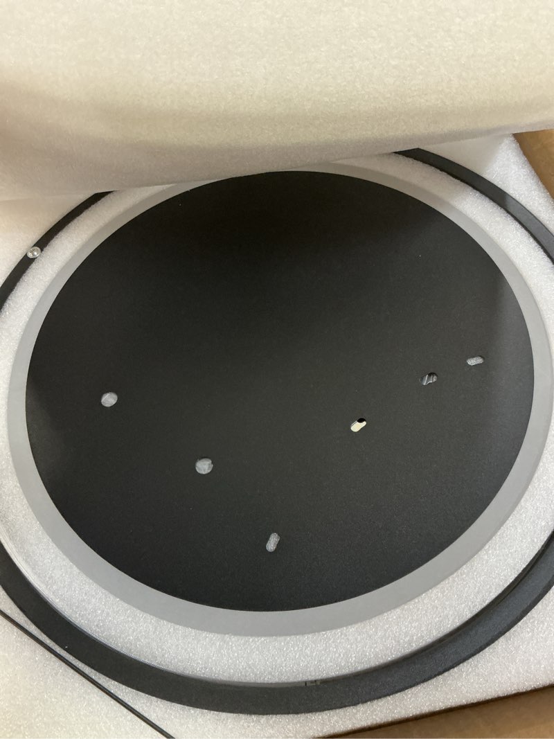 Condition photo showing Good Condition for o'neeldy modern dimmable led flush mount ceiling light remote control acrylic ring chandelier, 48w 3000k-6000k adjustable, black fixture for bedroom, living room, dining room, kitchen and hallway black ceiling light, 3-light