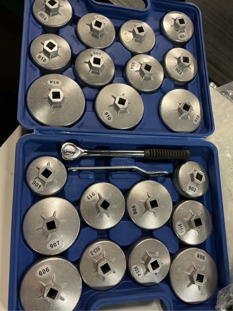 Condition photo showing Good Condition for betooll 23pcs oil filter wrench set, oil filter socket set with 65, 67, 72, 73, 74, 75, 76, 79, 84, 89, 91, 92, 95, 101mm, compatible with toyota vw bmw ?gmc sierra ford volvo 23 pcs