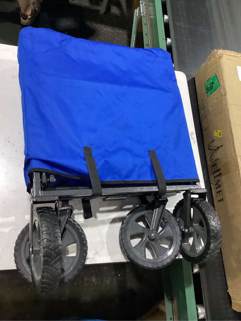 Condition photo showing Good Condition for mac sports heavy duty steel frame collapsible folding 150 pound capacity outdoor camping garden utility wagon yard cart, blue solid blue