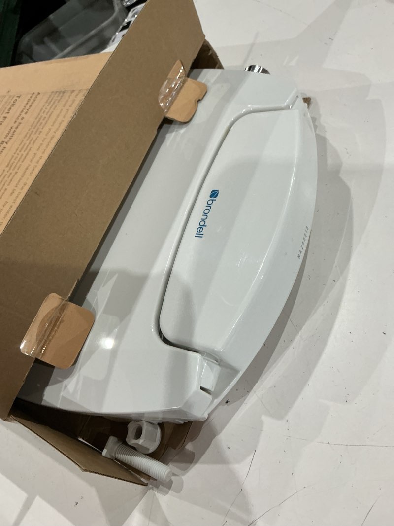 Condition photo showing As Is for brondell bidet toilet seat non-electric swash ecoseat, fits elongated toilets, white - dual nozzle system, ambient water temperature - bidet with easy installation