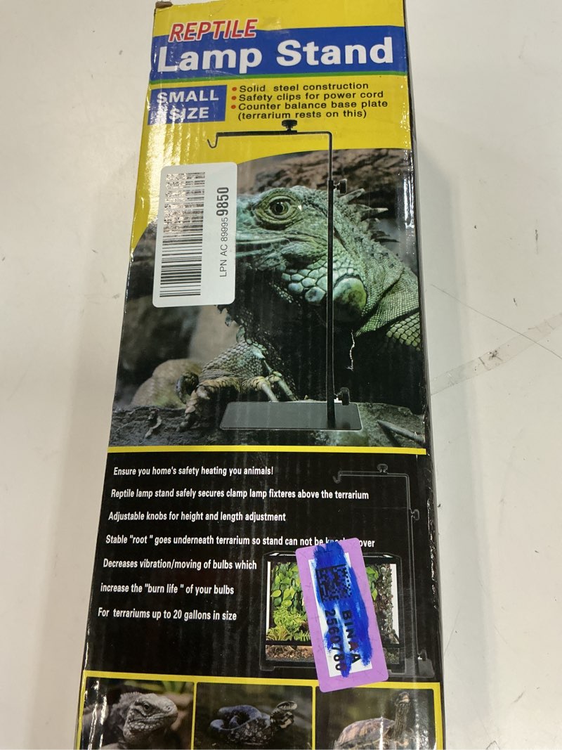 Condition photo showing New/Like New for simple deluxe reptile lamp stand metal light holder adjustable height 14-26 inch, for amphibian terrarium heating-light and aquarium tank