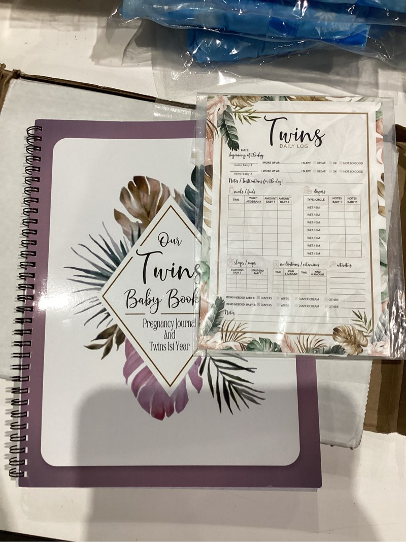 Condition photo showing Good Condition for Twins Pregnancy Hardcover Journal with cute stickers - Pregnancy Journey & First 12 Months of Baby Milestones - Pregnancy Book Essentials - Twins baby gifts - Twins baby items - 34 pages