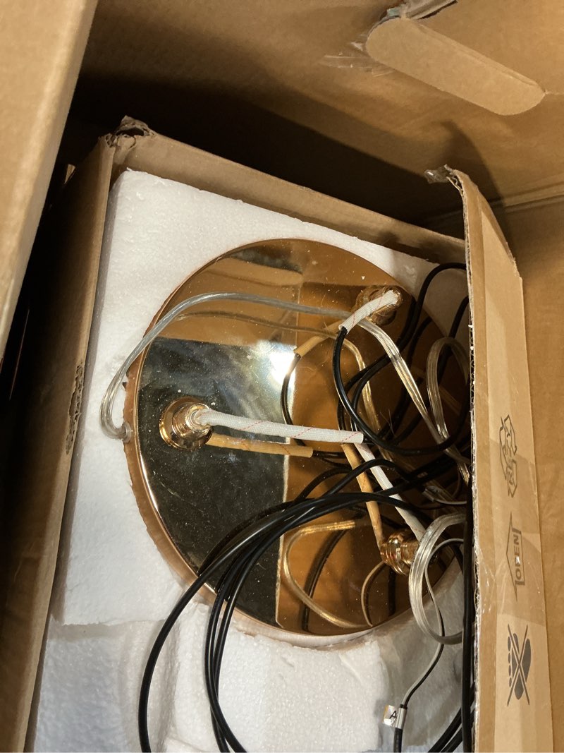 Condition photo showing As Is for HMVPL Gold Floor Lamps for Living Room, Modern Floor Lamp with Shelves, Crystal Standing Lamps with Table, Brass Tall Lamp with Crystal Shade, On/Off Switch, Mid Century Corner Floor Lamp for Bedroom Gold Crystal