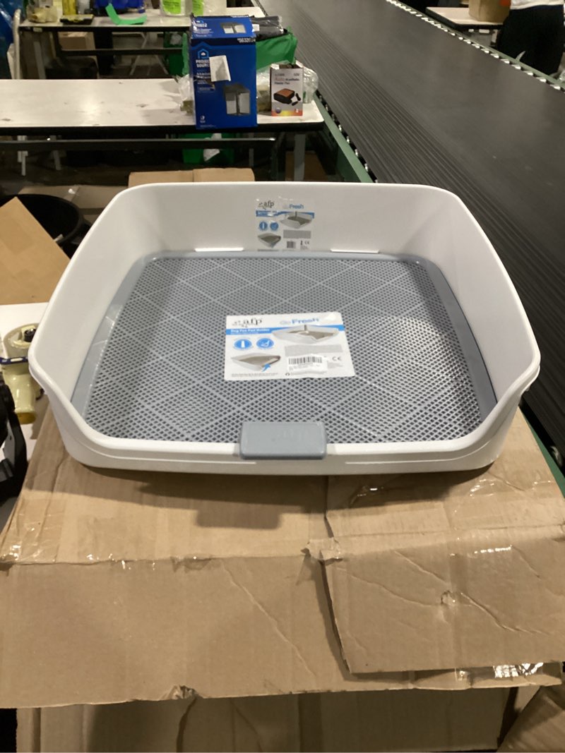 Condition photo showing Good Condition for all for paws dog potty tray, 24.8"x24.8"indoor pet pee pad holder with pee post, puppy potty trainer, dog litter box and pet toilet for small medium dogs, housebreaking supplies(pee pads not included)