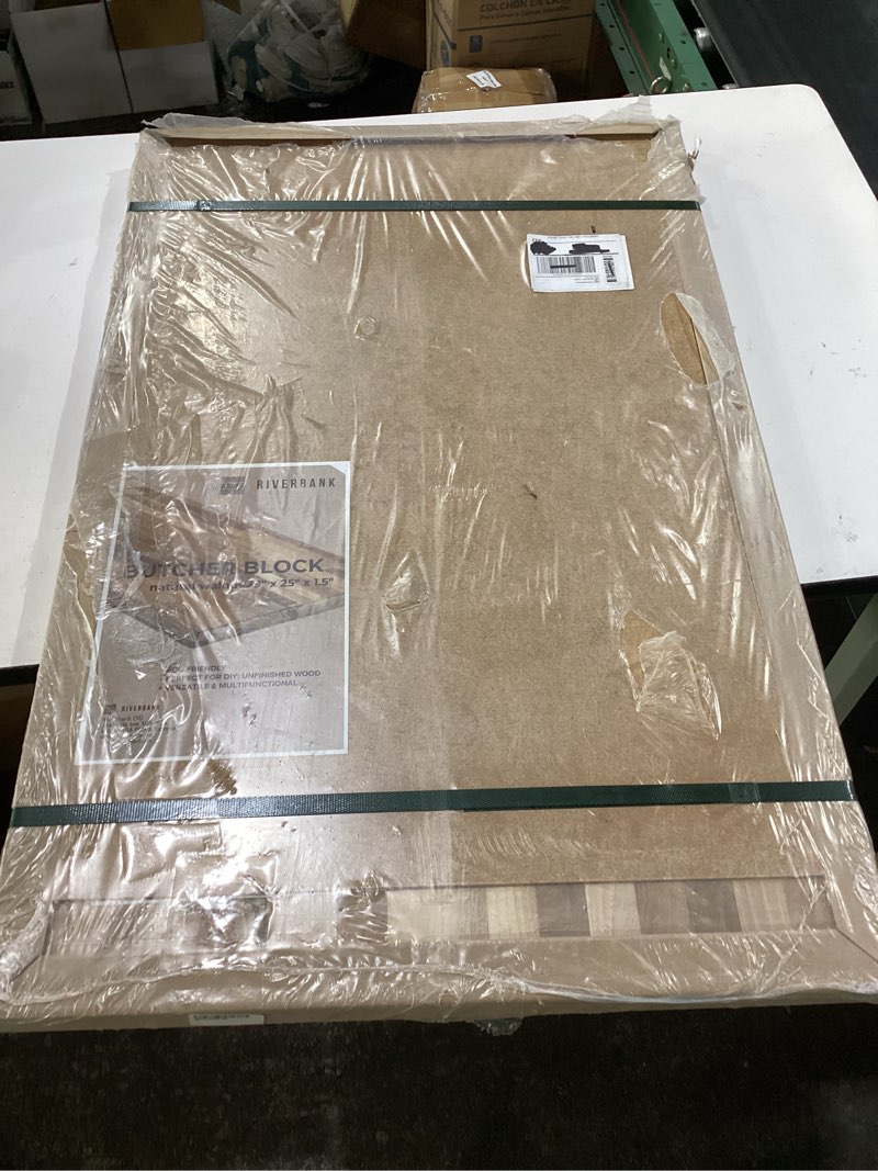 Condition photo showing New/Like New for riverbank walnut butcher block countertop, 39" long, 25” wide, 1.5” thick unfinished solid wood tabletop, perfect for charcuterie board, cutting board, diy hardwood kitchen island or desktop