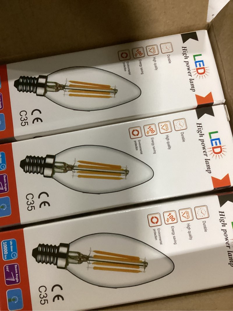 Condition photo showing New/Like New for E14 European Base LED Candelabra Light Bulbs 40W Equivalent, Warm White 2700K, 400LM, B11 4W Bulbs for for Turkish Lamp, European Chandeliers, 6 Pack C35 Warm 6p