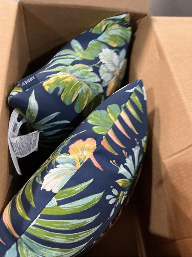 Condition photo showing Good Condition for arden outdoor toss pillow, 2 pack, 16 x 16, rain-proof, fade resistant simone blue tropical 16 x 16 simone blue tropical 2