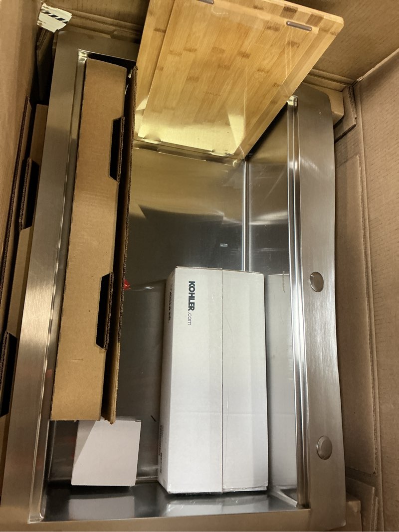 Condition photo showing Good Condition for kohler task dual-mount 33-in x 22-in stainless steel single bowl 1-hole workstation kitchen sink