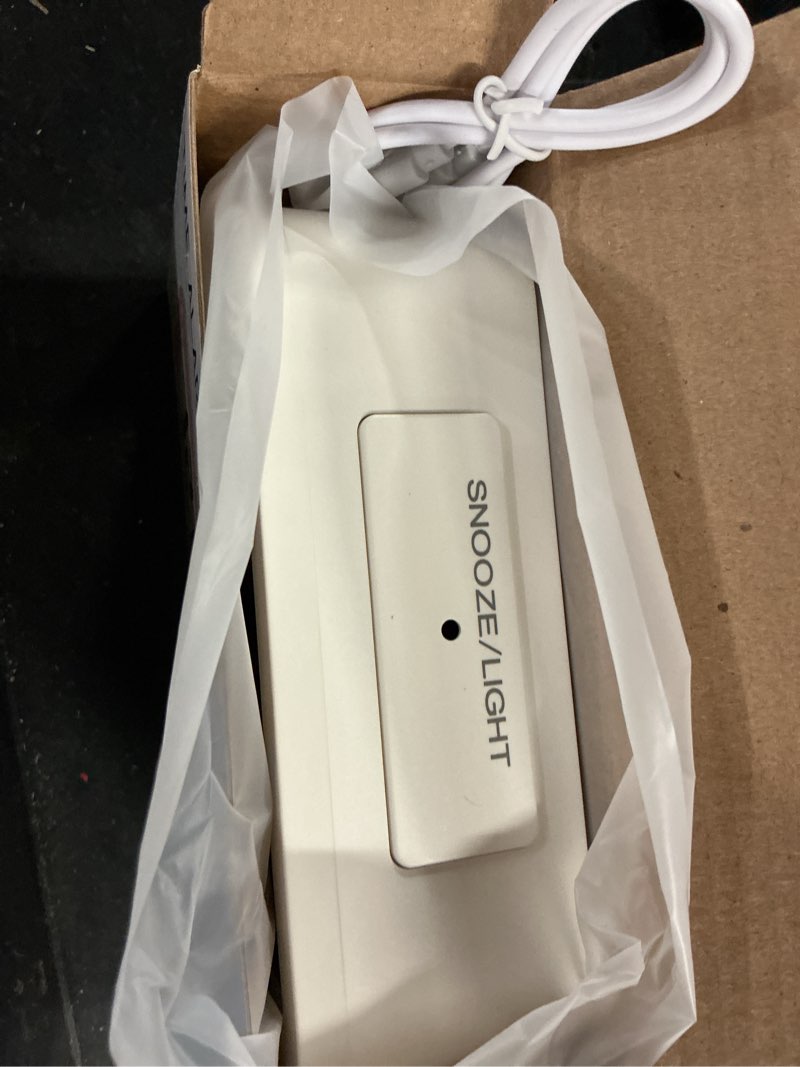 Condition photo showing Good Condition for daybetter square digital alarm clock, usb charging clock mini , bedside clock with night light, large display, snooze, temperature, for living room, bedroom, office