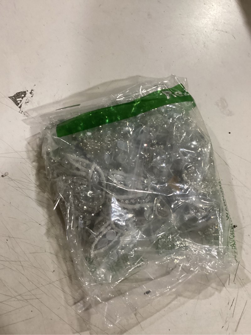 Condition photo showing Good Condition for single right sleeve dress accessories luxury decorative appliqué pure hand sewn beads rhinestones trim patches (silver)