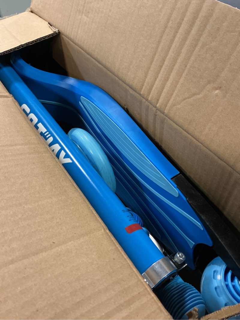 Condition photo showing As Is for Gotrax KS1 Kids Kick Scooter, LED Lighted Wheels and 3 Adjustable Height Handlebars, Lean-to-Steer & Widen Anti-Slip Deck, 3 Wheel Scooter for Boys & Girls Ages 2-8 and up to 110 Lbs Blue