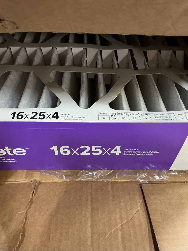 Condition photo showing New/Like New for Filtrete 16x25x4 AC Furnace Air Filter, MPR 1550, MERV 12, Fits Lennox & Honeywell, CERTIFIED Asthma & Allergy Friendly, Electrostatic Air Cleaning Filter, 2-Pack (Actual Size 15.88x24.56x4.31 in)