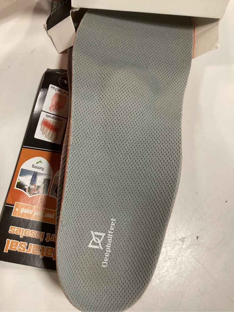 Condition photo showing New/Like New for metatarsalgia support insoles with built-in metatarsal pad for men women, shoe inserts for morton’s neuroma, ball of foot pain relief, orthotic arch support insoles for standing all day-d d(men's 6.5-7.5 / women's 7.5-8.5)--262mm dp02-met(grey)
